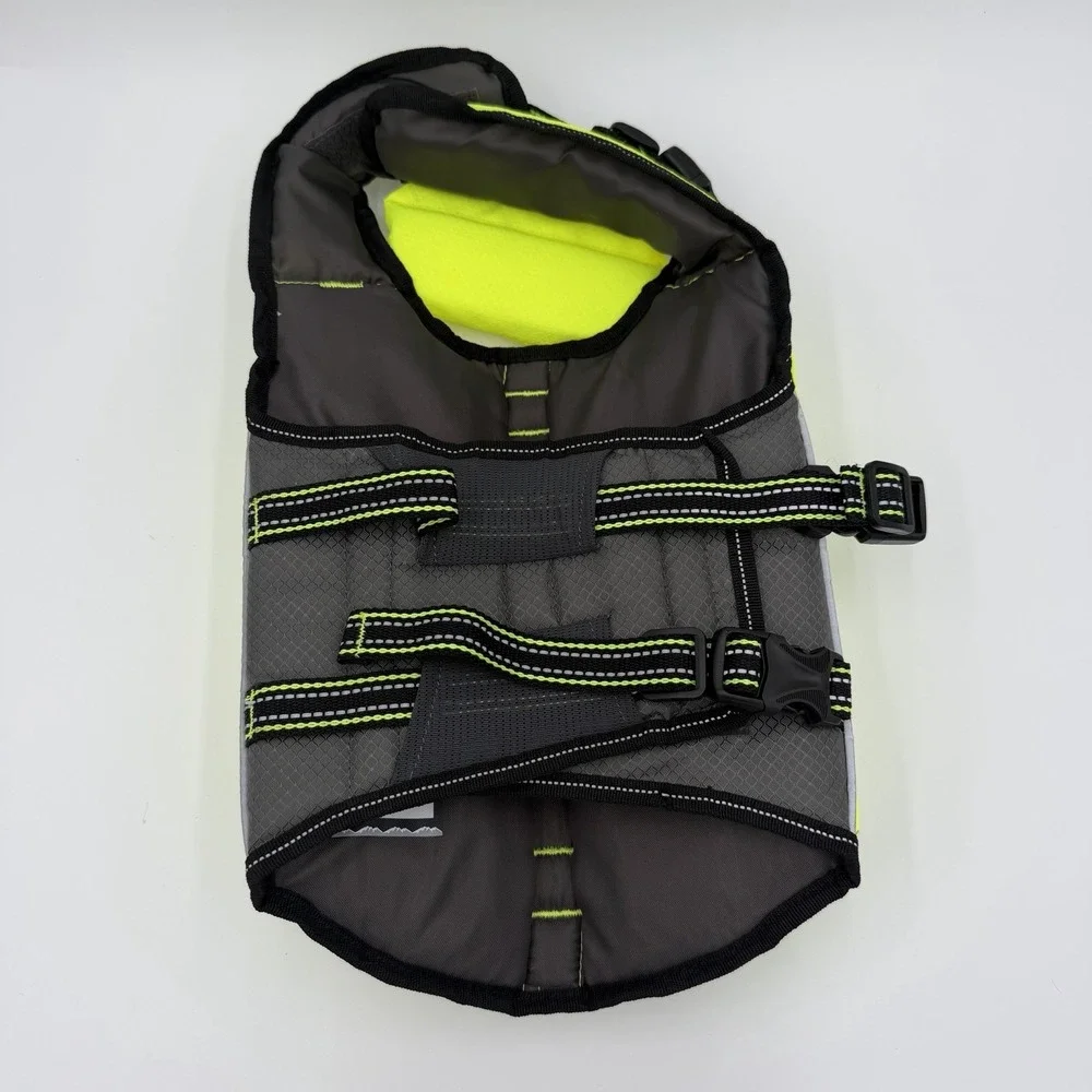 Arcadia Trail‎ High Visablity Dog Life Jacket Neon Yellow Flotation Harness MED